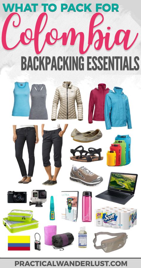 Going backpacking in Colombia? Here's what you need to pack for this amazing South America dream destination. Plus a FREE printable checklist! Packing guide | Colombia travel | What to pack Colombia | South America Travel Backpack South America, Packing Backpack, Backpacking Essentials, Frugal Travel, Trip To Colombia, Backpacking South America, Colombia South America, Packing Guide, Colombia Travel