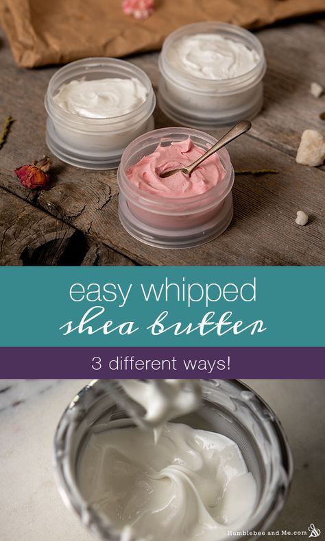 Easy Whipped Body Butter Diy, Whipped Lotion Diy, Shea Butter Body Butter Recipe, Whipped Shea Butter Lotion Recipe, Homemade Body Butter Whipped, Humblebee & Me, Whipped Lotion Recipe, Diy Whipped Shea Butter, Whipped Shea Butter Recipe