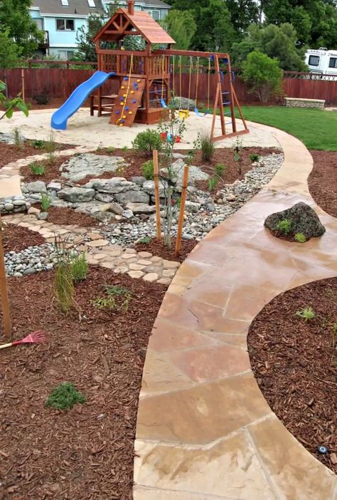 15 Fun Backyard Ideas for Kids Play Backyard, Kid Friendly Backyard, Grass Backyard, Large Backyard Landscaping, No Grass Backyard, Backyard Kids, Play Area Backyard, Backyard Kids Play Area, Kids Backyard