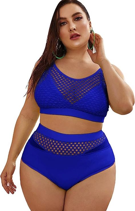 Floerns Women's Plus Size Bathing Suit Fishnet High Waist Bikini Set Rave Outfit #swimsuit #hotgirlsummer #swimsuitseason #highwaisted #floerns #plussize #fishnet #plussizebikini Family Bathing Suits, Plus Size Bathing Suit, Swimsuit Season, Swimsuit Brands, Swimsuit Material, Bandeau Swimsuit, Rave Outfit, Best Swimsuits, Plus Size Bra