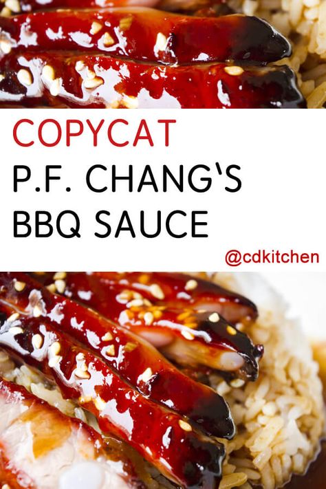 This is the barbecue sauce that P.F. Chang uses on their short ribs appetizer. It's sweet and tangy with lots of Asian flavors. | CDKitchen.com Ribs Appetizer, Chinese Bbq Sauce, Asian Bbq Sauce, P F Chang, Bbq Sauce Homemade Easy, Homemade Bbq Sauce Recipe, Rib Sauce, Chinese Bbq Pork, Homemade Bbq Sauce