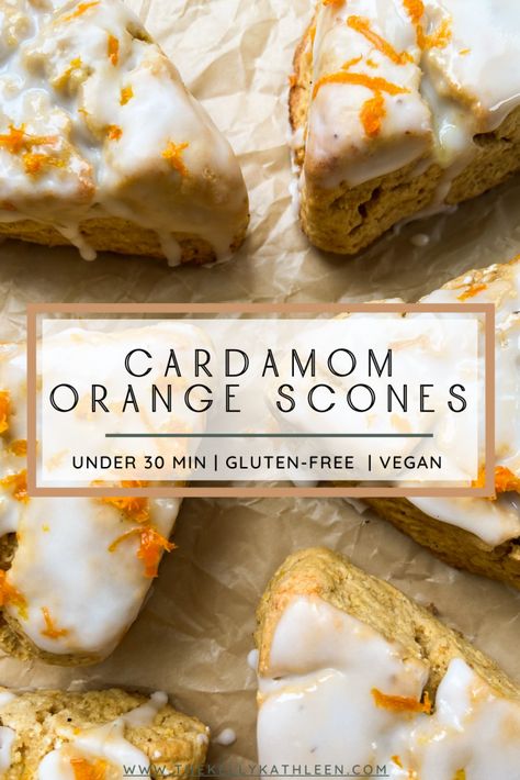 Cardamom Recipe, Vegan Breakfast Recipes Easy, Vegan Scones, Gluten Free Scones, Orange Scones, Vegan Baking Recipes, Puff Pastry Recipes, Gluten Free Recipes Easy, Scone Recipe