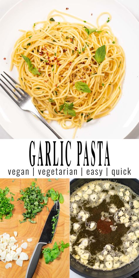 Garlic Based Recipes, Vegan Garlic Butter Pasta, Vegan Garlic Noodles, Simple Vegan Pasta, Vegan Garlic Pasta, Delicious Vegan Meals, Garlic Pasta Recipe, Easy Mediterranean Recipes, Garlic Pasta Sauce