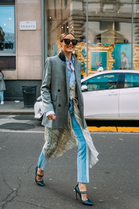 MFW Day 3 Olivia Palermo Jeans, Olivia Palermo Street Style, Olivia Palermo Outfit, Minimalist Wardrobe Essentials, 2020 Street Style, Olivia Palermo Lookbook, Laura Bailey, Denim Street Style, Canada Fashion