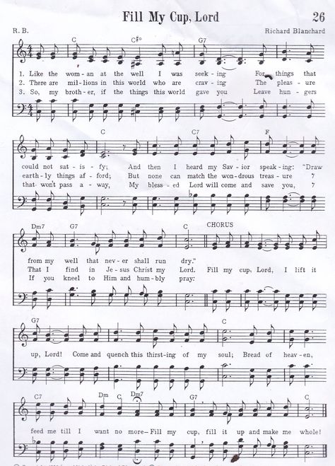 Fill My Cup Lord (Hymn) SATB Fill My Cup Lord Quotes, Tea Ministry, Fill My Cup, Fill My Cup Lord, Hymn Lyrics, Gospel Song Lyrics, Christian Hymns, Old Time Religion, Hymn Sheet Music