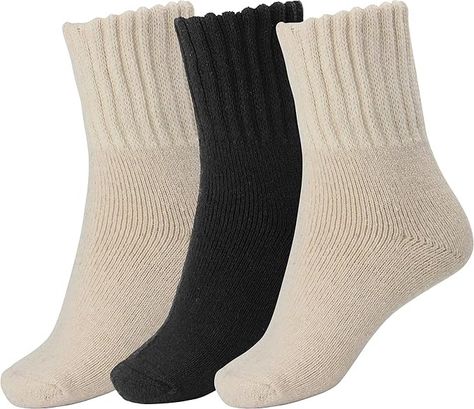 BomKinta Women Winter Solid Boots Socks Thick Warm Wool Socks Cozy Crew Socks Christmas Gift, Cream Cream Black, Medium at Amazon Women’s Clothing store Low Cut Boots, Presents For Grandma, Slouch Socks, Warm Snow Boots, Women Crew Socks, Winter Socks, Warm Socks, Thick Socks, Socks For Women