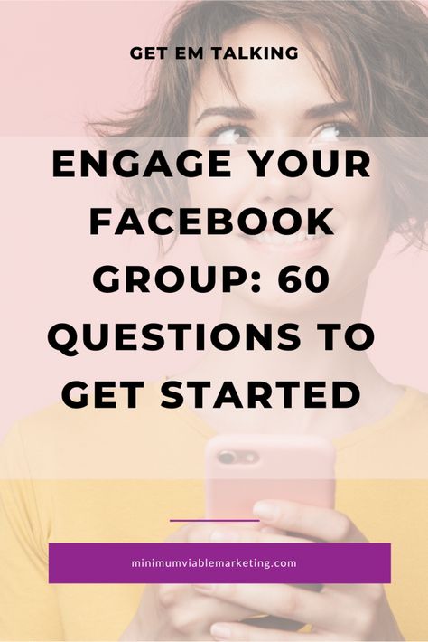 Is your Facebook group feeling like a ghost town? With these 60 questions to drive engagement, you can spark creative and fun conversation - no matter what your subject! Get the whole list and a free printable version over at minimumviablemarketing.com #FacebookMarketing #FacebookGroups #business #marketing Fun Interactive Facebook Posts Monday, Facebook Questions Posts, Interactive Facebook Games For Groups, Facebook Group Engagement Posts, Facebook Questions, Interactive Questions, Engagement Questions, Facebook Group Games, Facebook Ideas