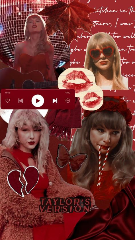 Taylor Swift Red Wallpaper, Red Taylors Version, Moving On From Him, Taylor Swift Red Album, Sydney Taylor, Red Taylor Swift, Red Collage, Red Album, Loving Him Was Red