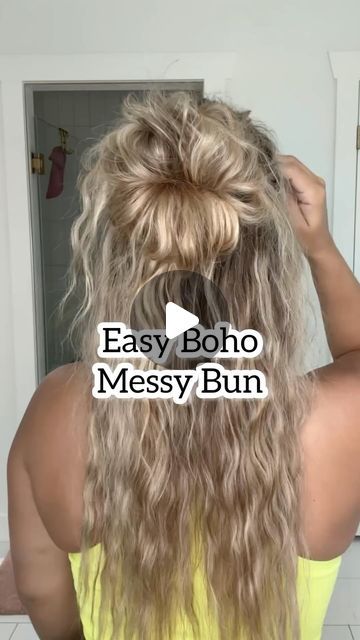 WIMBERLY’S | BEAUTY BAR on Instagram: "Easy boho messy bun! This is great as a half up hairstyle or an all up hairstyle. Save and try!  - 🎥 @laineyostrom #hairstyles #beachhair #hairtutorial #hairstyles #hairstyle #trends #hair #hairwaves #bun" Half Up Half Down Hair Messy, Boho Messy Bun, Easy Messy Hairstyles, Half Up Half Down Hair Tutorial, Boho Bun, Herbal Hair Rinse, Half Bun Hairstyles, Moneybagg Yo, Half Up Hairstyle