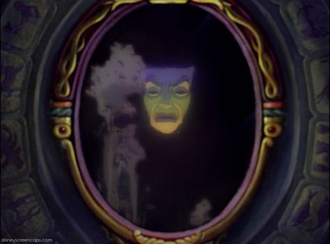 Magic Mirror - He is truthful to a fault, but sometimes enjoys the truths he must speak more than other times. Snow White Magic Mirror, Faerie Tale Theatre, Snow White Mirror, 7 Dwarfs, Disney Wiki, White Spirit, Magic Mirror, Disney Infinity, Old Disney