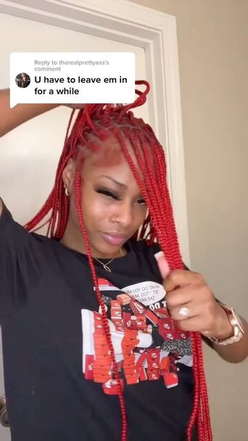 Creative Tiktok, Red Box Braids, Big Box Braids Hairstyles, Feed In Braids Hairstyles, Single Braids, Box Braids Hairstyles For Black Women, Cute Braided Hairstyles, Cute Box Braids Hairstyles, Quick Braided Hairstyles