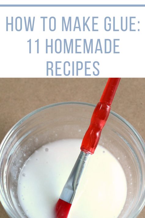 Learn how to make glue with these 11 homemade glue recipes. These are fun and easy to make at home, and there are many different kinds for all sorts of projects. Home Made Glue, Homemade Glue, Book Binding Glue, How To Make Glue, Diy Art Supplies, Diy Glue, Craft Recipes, Glue Art, Slime For Kids