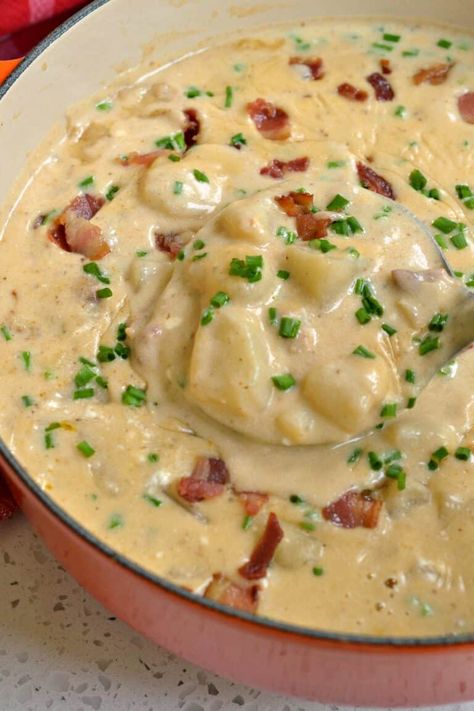 Loaded Potato Soup in a Rich Creamy Cheesy Broth Broccoli Potato Soup, Homemade Soups, Crock Pot Potatoes, Potato Soup Crock Pot, Loaded Potato Soup, Loaded Baked Potato Soup, Baked Potato Soup, Loaded Potato, Yukon Gold