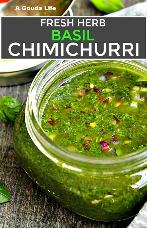 Basil Chimichurri, Fresh Basil Recipes, Chimichurri Sauce Recipe, Chimichurri Recipe, Basil Recipes, Herb Sauce, Herb Recipes, Chimichurri Sauce, Green Sauce