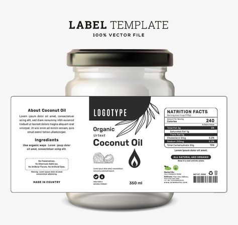 Coconut Oil Label Design, Coconut Oil Label, Label Packaging Design, Product Sticker, Baby Books Diy, Oil Label, Label Packaging, Shortcut Keys, Computer Shortcuts