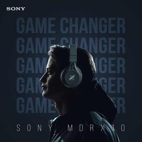 Sony MDRX10 social media ad post 1:1 size🎧 Headphones Creative Ads, Headphones Advertisement Poster, Electronic Ads Design, Headphone Photoshoot, Sony Advertising, Headphone Advertisement, Sony Poster, Headphone Ads, Headphone Poster