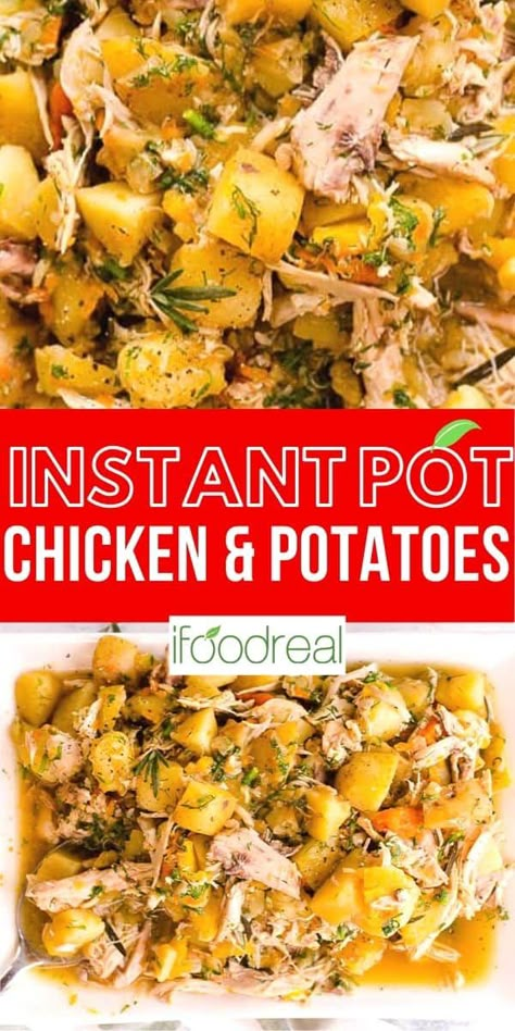 Set and forget Instant Pot Chicken and Potatoes is a savory one pot chicken stew just like my Ukrainian grandma used to make! Break out your pressure cooker and make this mouthwatering dish tonight. Instant Pot Chicken And Potatoes, One Pot Chicken Recipes, Healthy One Pot Meals, Chicken And Potatoes, Stew Chicken Recipe, Dinner Prep, One Pot Chicken, Healthy Instant Pot Recipes, Instant Pot Recipes Chicken