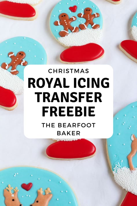 Best Royal Icing Recipe For Cookies, Christmas Royal Icing Transfers, Snow Globe Cookies, Globe Cookies, Christmas Cookie Ideas, Royal Icing Christmas Cookies, Best Royal Icing Recipe, Holiday Cookies Decorated, Royal Icing Templates