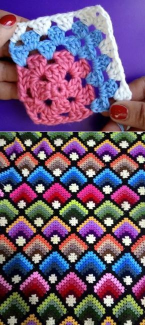 Motifs Afghans, Granny Square Crochet Patterns Free, Crochet Fun, Crochet Blocks, Crochet Afghans, Crochet Square Patterns, Granny Squares Pattern, Granny Square Crochet Pattern, Crochet Free