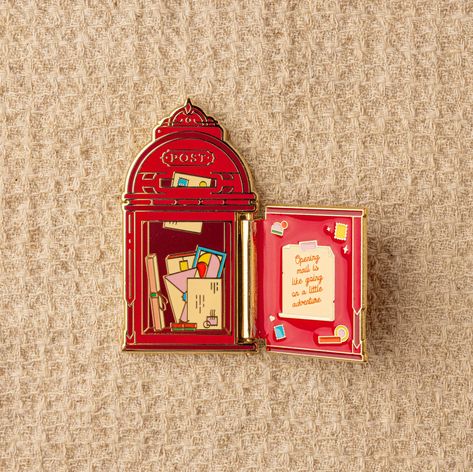 Adventure Post Box Enamel Hinged Pin. A beautiful enamel pin featuring a vintage post box with the word "Adventure" on it. Perfect for any adventurer or traveler! #enamelpin #postbox . #Argentina #Pin_Badge_Design #Novelty_Purses #Enamel_Pin_Collection