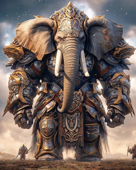 Elephant Warrior, Fantasy Elephant, Panda Artwork, Egypt Concept Art, Elephant Wallpaper, Warrior Concept Art, Giant Animals, Hulk Art, Elephant God