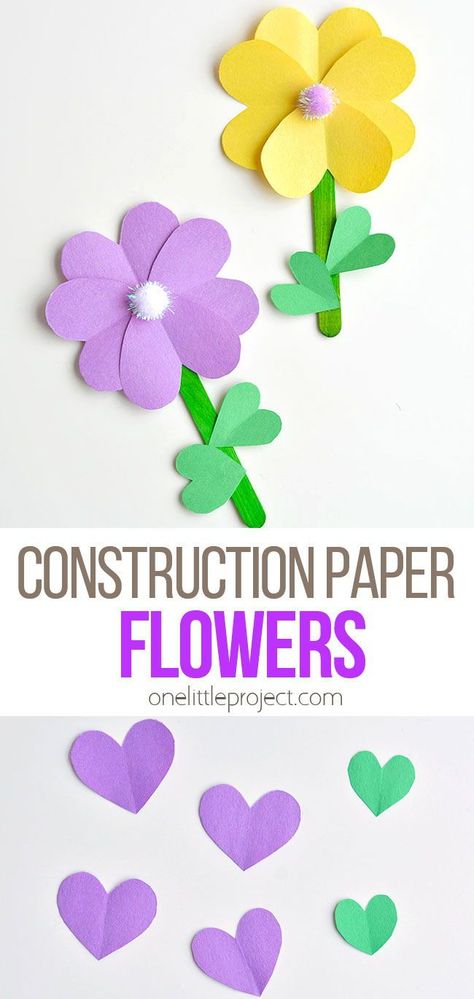 Construction Paper Flowers, Simple Paper Flower, Paper Flowers For Kids, Flower Crafts Kids, Crafted Gifts, Construction Paper Crafts, Easy Paper Flowers, Paper Flower Crafts, Paper Bouquet