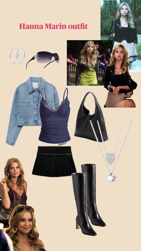 Hanna Marin pll boots skirt y2k sunglasses tiffany outfit Hanna Marin Pll, Hanna Pll, Boots Skirt, Pretty Little Liars Outfits, Pll Outfits, Hanna Marin, Y2k Sunglasses, Skirt Y2k, Skirts With Boots