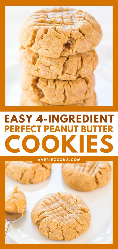 Butter Cookies Easy, 3 Ingredient Cookies, Resepi Biskut, Cookies Healthy, Easy Peanut Butter Cookies, Tarte Fine, 3 Ingredient Recipes, Cookies Easy, Guilt Free Dessert