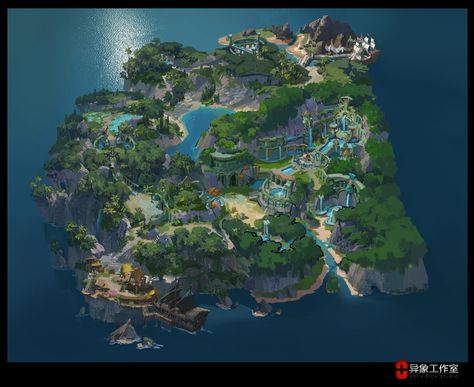 ArtStation - map design, Lin —Art vision studio Game Map, Pirate Island, Map Layout, Ancient Village, Rpg Map, Isometric Art, Fantasy Places, Game Concept Art, Fantasy Map