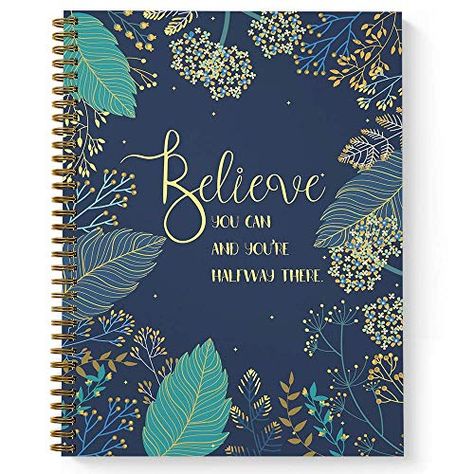 Softcover Believe You Can 8.5" x 11" Motivational Dot Grid Journal/Spiral Notebook, 120 Dot Grid Pages, Durable Gloss Laminated Cover, Gold Wire-o Spiral. Made in the USA Motivational Notebook, Soft Cover Journal, Grid Journals, Bullet Journal Paper, Softcover Notebook, Dot Grid Journal, Dot Grid Notebook, Dot Grid, Personalized Notebook