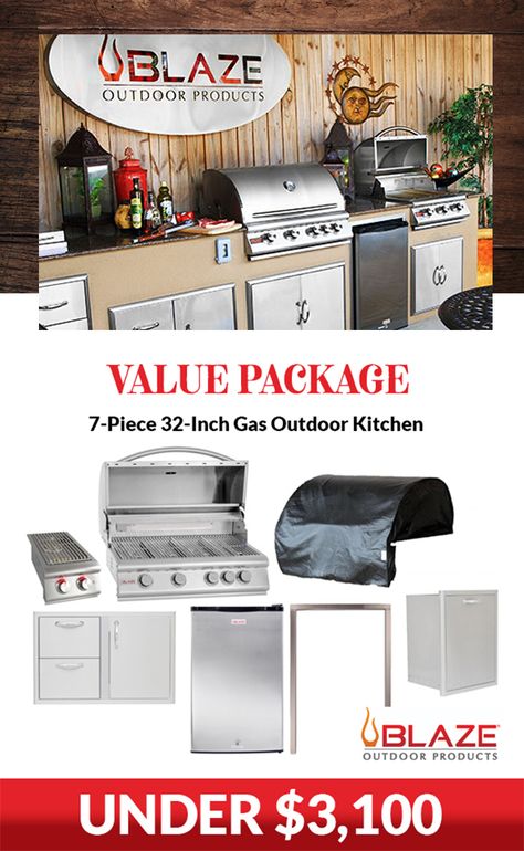 This package from Blaze is perfect if you're looking for affordable outdoor components with durability and quality performance. Diy Grill, Compact Fridge, Outdoor Grills, Kitchen Outdoor, Stainless Steel Grill, Built In Grill, Grill Cover, Stainless Steel Doors, Kitchen Remodeling Projects