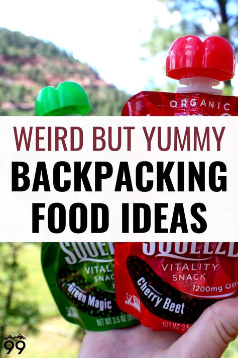 Backpackers eat weird stuff. We cut the mold off of things, ignore refrigeration labels, and ask questions like, “Would I be able to dehydrate this?” Unless you're eating only dehydrated meals, you'll probably want to mix things up next time you're on the trail. Here are 12 of my favorite "weird" foods to take backpacking. I Backpacking foods and snacks I Hiking meals Backpack Food Ideas, Backpacking Food Gluten Free, Pct Trail Backpacking Meals, Stoveless Backpacking Meals, No Cook Hiking Food Backpacking Meals, Backpack Camping Meals Hiking Food, Backpack Camping Food, Back Packing Food Ideas, Easy Hiking Food