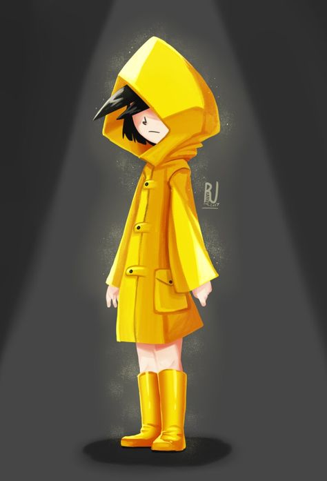 Raincoat Girl(six form the little nightmare) by RandyRBluewolf Yellow Rain Jacket, Nightmares Art, Little Nightmares Fanart, Little Nightmares, Yellow Raincoat, Spooky Scary, Yellow Jacket, Indie Games, Horror Game