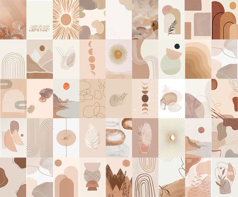 Boho Photo Collage, Aesthetic Photo Collage, Neutral Room Decor, Room Decor Boho, Wall Decor Aesthetic, Aesthetic Wall Decor, Neutral Room, Boho Room Decor, Collage Kit