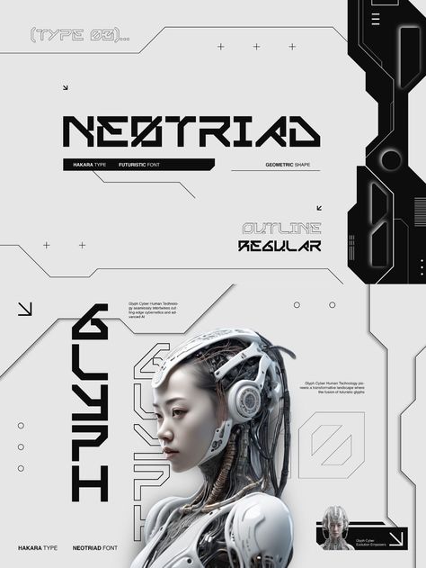 Neotriad - Free Futuristic Font Graphic Design Posters Futuristic, Futuristic Moodboard Inspiration, Free Futuristic Fonts, Futuristic Graphic Design Inspiration, Tech Inspired Graphic Design, Scifi Design Graphic, Cyberpunk Magazine Layout, Futuristic Editorial Design, Futuristic Poster Design Inspiration