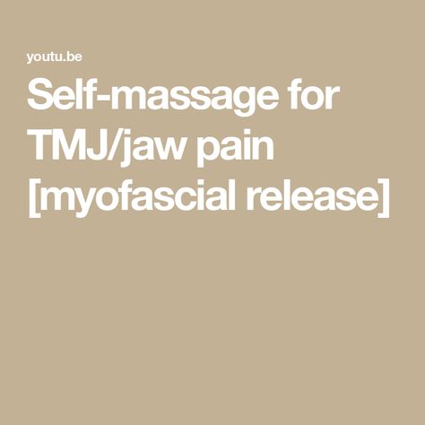 Self-massage for TMJ/jaw pain [myofascial release] Jaw Exercises Tmj, Jaw Massage, Tmj Massage, Myofascial Release Massage, Jaw Exercises, Jaw Pain, Myofascial Release, Self Massage, Be Gentle