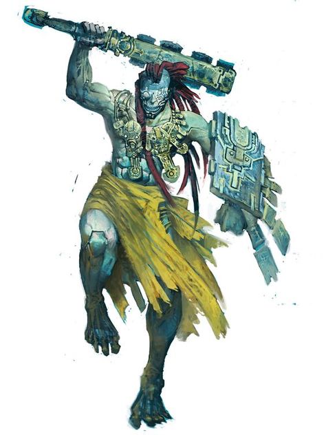 Mayan fighter. Remember the blue clay used to paint temples and bodies is sacred to them and research it more. Art Character Design, Aztec Warrior, Aztec Art, 다크 판타지, Fantasy Monster, Fantasy Warrior, Arte Fantasy, 판타지 아트, Creature Concept