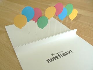 Passionate for Paper: Tutorial: 3D Pop up Balloon card                                                                                                                                                                                 More Diy Pop, Homemade Birthday, Homemade Birthday Cards, Up Balloons, Bday Cards, 카드 디자인, Birthday Diy, Birthday Cards Diy, Card Tutorials