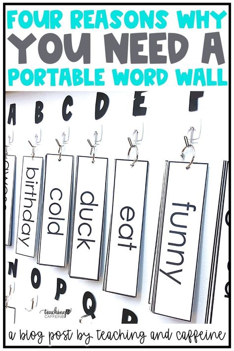 Word walls are amazing and I think every classroom should have one. However, I completely understand that they aren’t the easiest thing to put together. They take up so much space and what happens if you run out of room? Here are four reasons why you NEED a portable and interactive word wall in your kindergarten, first grade, second grade, and upper elementary classroom. Word Wall Ideas Elementary, Portable Word Wall, Portable Word Walls, Portable Classroom, Interactive Word Wall, Classroom Goals, Space Words, Word Walls, Word Wall Cards