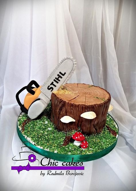 Stihl birthday cake by Radmila Lumberjack Cake, Diy Desserts, 18th Birthday Cake, Forest Cake, Decorator Icing, Cute Birthday Cakes, Novelty Cakes, Cakes For Boys, Lumberjack