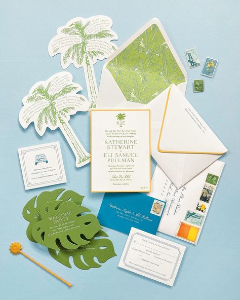 Pr Kit, Funky Wedding, Tropical Invitations, Bahamas Wedding, Menu Inspiration, Tropical Wedding Invitations, Palm Beach Wedding, Stationery Inspiration, Beach Wedding Invitations