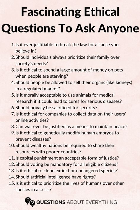 ethical questions How To Make Interesting Conversation, Questions To Get To Know Someone Better, Morality Questions, Premarital Questions, Interesting Questions To Ask, Ethical Questions, Moral Questions, Decision Making Activities, Ethical Dilemma