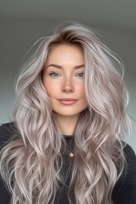 Right Hair Color For Skin Tone, Smoky Gray Hair Color, Hair Colors For Soft Summer, Gray Blonde Hair Balayage, Silver Toned Blonde Hair, Smoky Hair Color, Silver Dyed Hair, Hair Colour Ideas For Blondes, Silver Balayage Hair