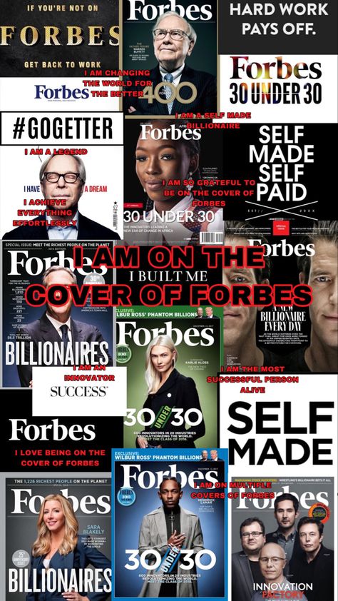 This is designed to help you manifest your dreams and visualize your success! Featuring multiple Forbes magazine covers, this pin is all about imagining yourself on the cover of Forbes in the near future. As you look at these images, repeat the affirmation "I am on the cover of Forbes" to help accelerate your manifestation. Whether you're an entrepreneur, a business owner, or a professional in any field, this pin is the perfect tool to help you stay focused on your goals and achieve the success Multimillionaire Lifestyle, Forbes Magazine Cover, Forbes Cover, Forbes Women, Woman Successful, Vision Goals, Stay Focused On Your Goals, Things Quotes, Vision Board Pics