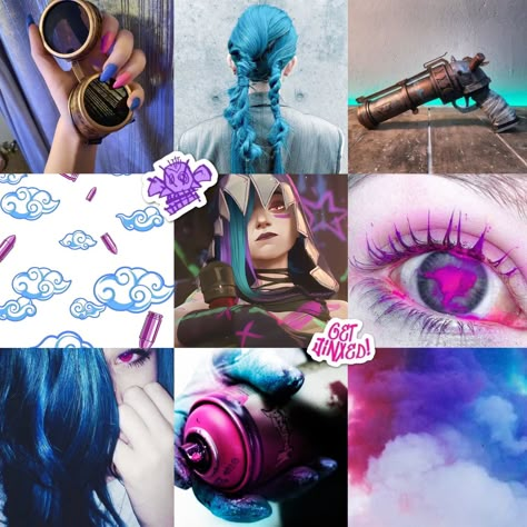 ~ #jinx #arcane #moodboard #aesthetic Jinx Arcane Kinnie Bingo, Arcane Username Ideas, Jinx Room Ideas, Jinx Makeup Inspired, Jinx Tea Party, Jinx Arcane Color Palette, Jinx Modern Au, Jinx Inspired Makeup, Jinx Arcane Outfit Dti