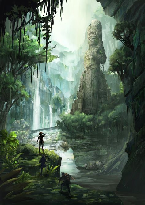 Mayan Art Megathread | Page 18 | Lustria Online Aztec City, Elven City, Maya Art, Mayan Art, Jungle Art, Location Inspiration, Aztec Art, Fantasy Places, Matte Painting