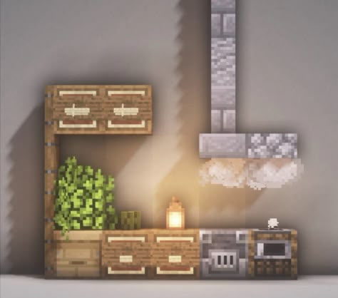 Minecraft Shelves, Minecraft Table Ideas, Kitchen In Minecraft, Crafting Table Minecraft, Minecraft Table, Table Minecraft, Minecraft House Decor, Minecraft Kitchens, Minecraft Interior