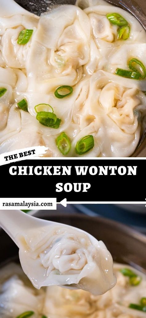 Chicken Wonton Soup, Wonton Dumplings, Chinese Dumpling, Wonton Soup Recipe, Chicken Wontons, Wonton Recipes, Takeout Food, Dumplings For Soup, Hearty Meal