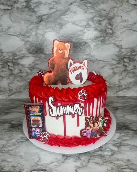 Turning red ❤️😍🐼 #disney #turningred #turningredpixar #pixarturningred #turningredpixar #cake #birthdaycake #turning4 #10inch #buttercream #cakedecorating #cakedesign #minnesota #turningred #dripcake #cakedrip #red Turning Red Cake, Turning Red Disney, Red Disney, Red Cake, Turning Red, Drip Cakes, Butter Cream, Minnesota, Cake Decorating