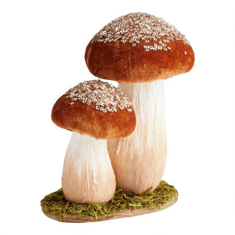 Pier Place Brown Velvet Mushrooms Decor | World Market Velvet Mushrooms, Mushrooms Decor, Mushroom Decor, Hearth And Home, Brown Velvet, World Market, Thanksgiving Decorations, Fall Halloween, Table Decor